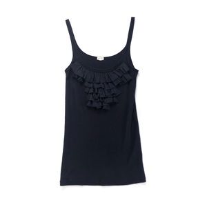 J. Crew Navy Silk Ruffle Tank Top